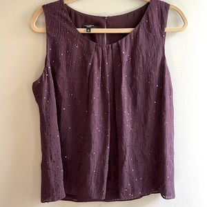 TALBOTS Deep Purple Sequin Shell Blouse